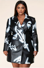 Load image into Gallery viewer, Black/White Graffiti Faux Leather Plus〡Dress
